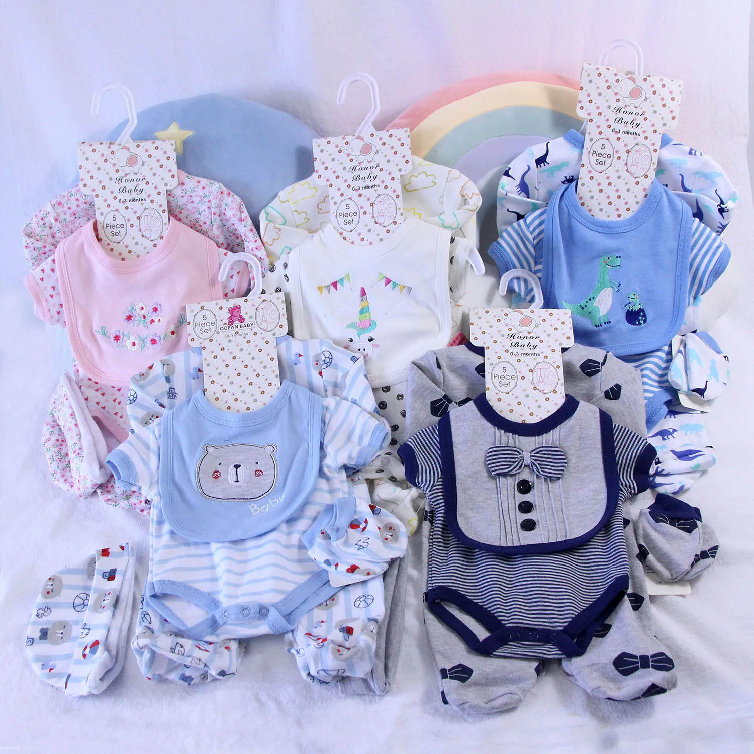 2023 newborn pure cotton clothing gift set baby clothes 5 sets