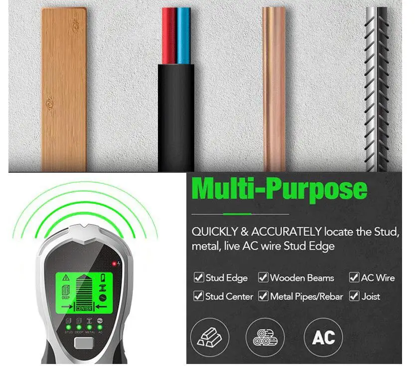 Stud Finder Sensor Wall Scanner 4 in 1 Electronic Stud Sensor Locator Wood Beam Joist Finders Wall Detector Edge Center