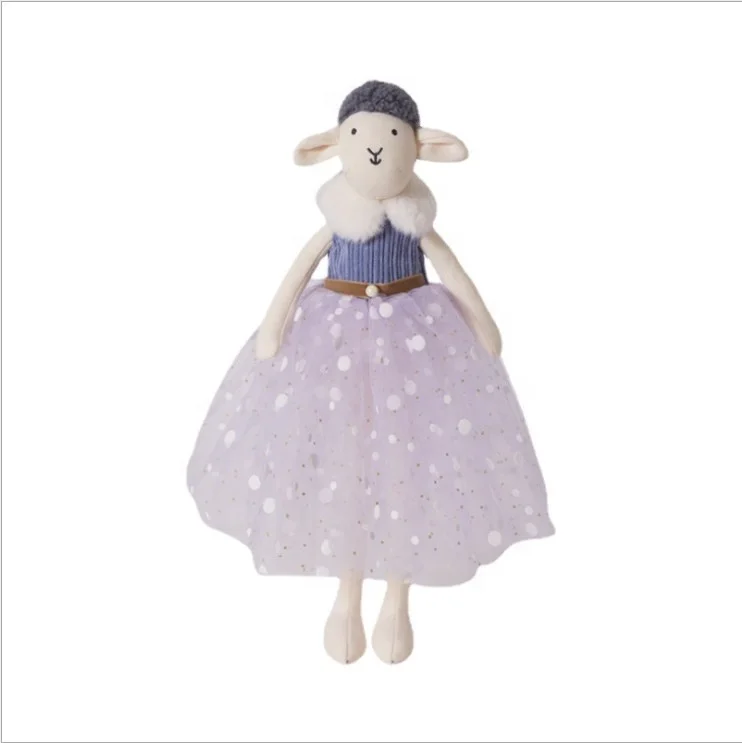 Hot New cream sheep stuffed Toy princess dress Plush Doll Toys creative baby comfort toy customize