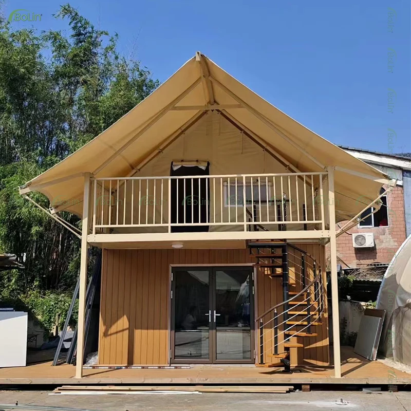 Elegant Hybrid Tent Hotel Resort And Villa Camping Wave Tent With Bathroom