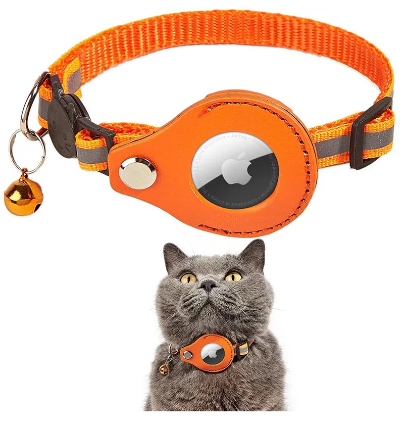 Pet Dog GPS Apple Tracking Dog Collar with Holder Reflective Cat Collar with Bell Ring Locator Pet Accessories Dog Collar