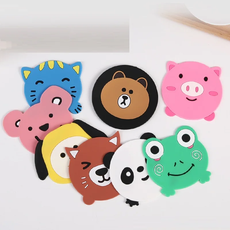 Customizable Logo Heat-Resisting Round Silicone Coasters Cartoon Pattern Beer Cup Coaster