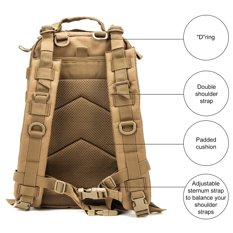 2021 600D PVC tactical backpack waterproof outdoor hiking large