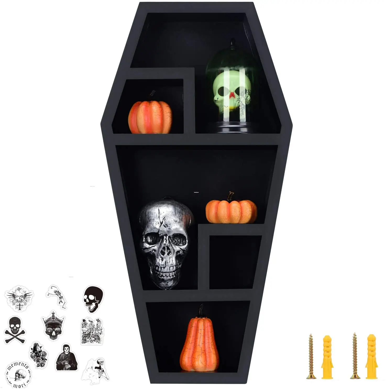 Coffin Shelf - Large - Gothic Decor for Display or Storage - 20X10X4 Inches -Wooden Shelf for Tabletop or Wall Hangin