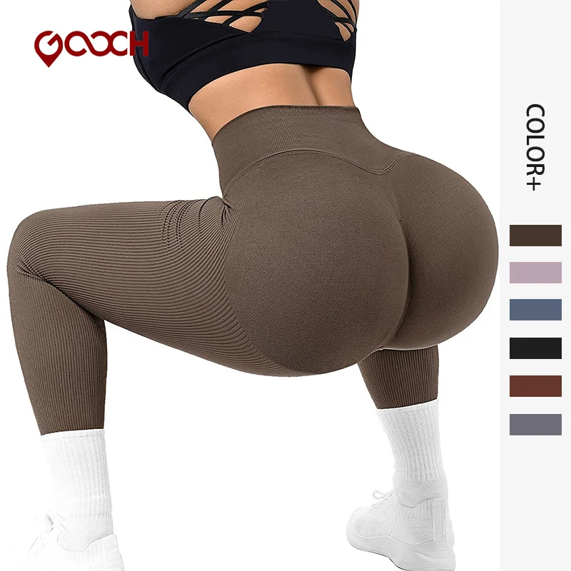 spandex fabric plus size seamless high waist scrunch butt sports fitness gym pants yoga leggings women