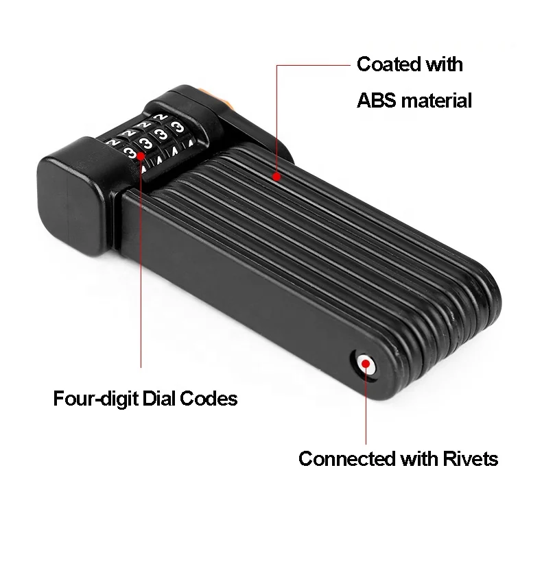 Heavy Duty Anti Theft Smart Secure Guard Folding Bike Chain Lock with Keys and Frame Mount for Bikes or Scooters