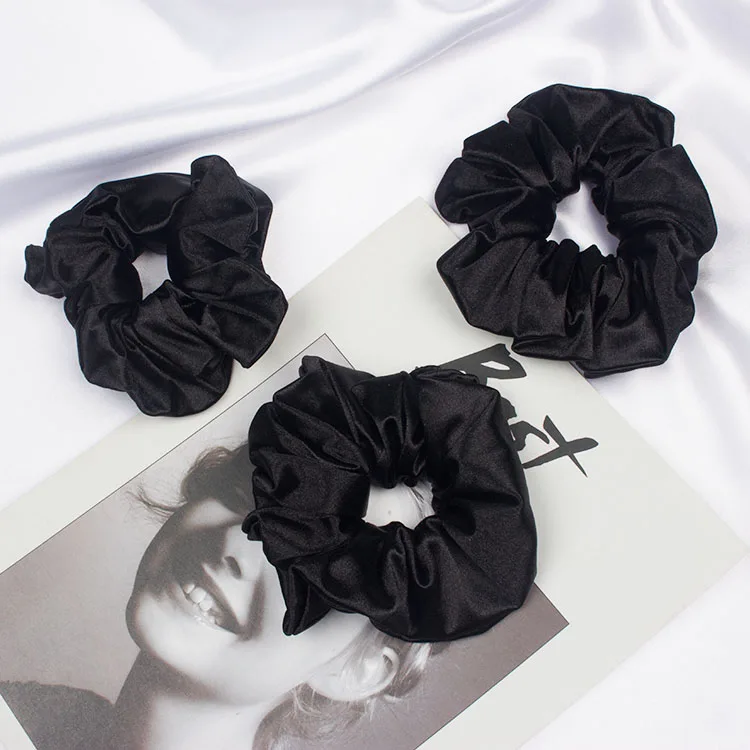 
Hot Sale Black Hair Accessories Girl Elastic Custom Hair Hold Hair Scrunchies Silk Ladies 