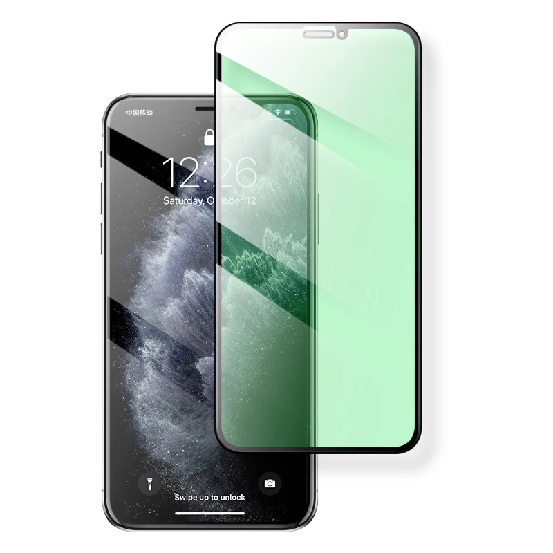 For iPhone 12 Pro Max Green Screen Protector Eye Protection Anti Blue Light Phone Tempered Glass Film For iPhone 11 X XS XR
