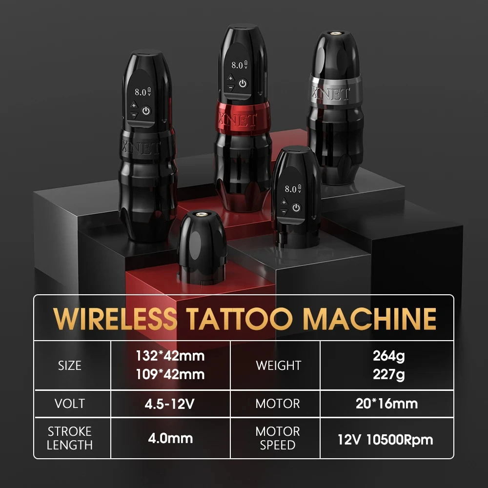 XNET Titan Powerful Motor 2400mAh Digital Display Professional Wireless Tattoo Pen Machine with Double Battery for Body Art