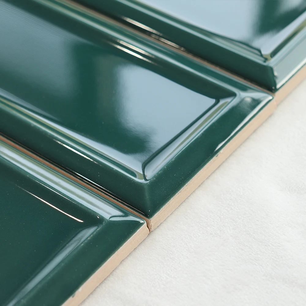Premium modern bathroom shower wall backsplash ceramic glazed  dark green mosaic subway tiles decorative