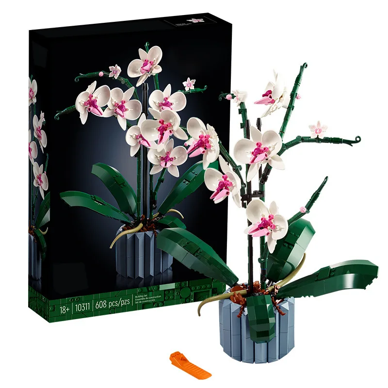 Creative Botanical Collection Building Block Kit Artificial Lavender Rose Hydrangea with Flower Bouquet Plant Blocks