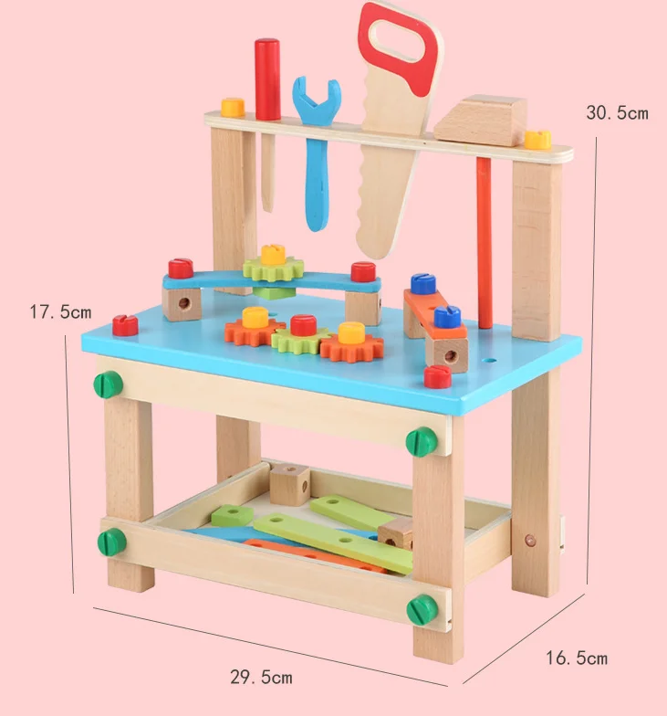 New style hot selling outdoor garden wooden tool bench toy tool set pretend play wood tool kit toys for kids