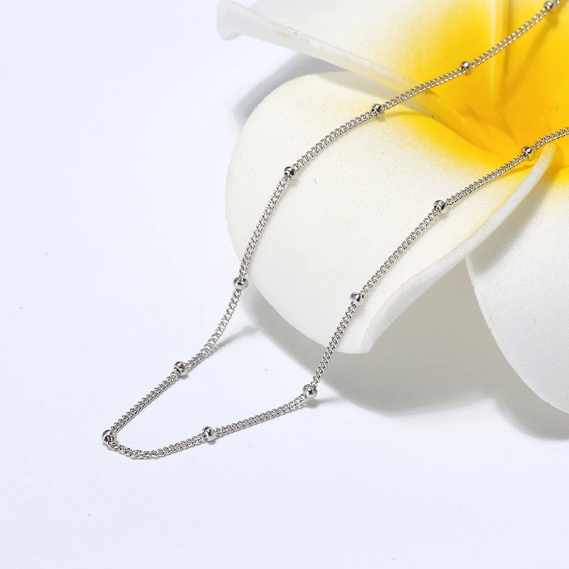 RINNTIN SC22 Italian 925 Sterling Silver Side Chain Necklace with 2.0mm Ball Beads
