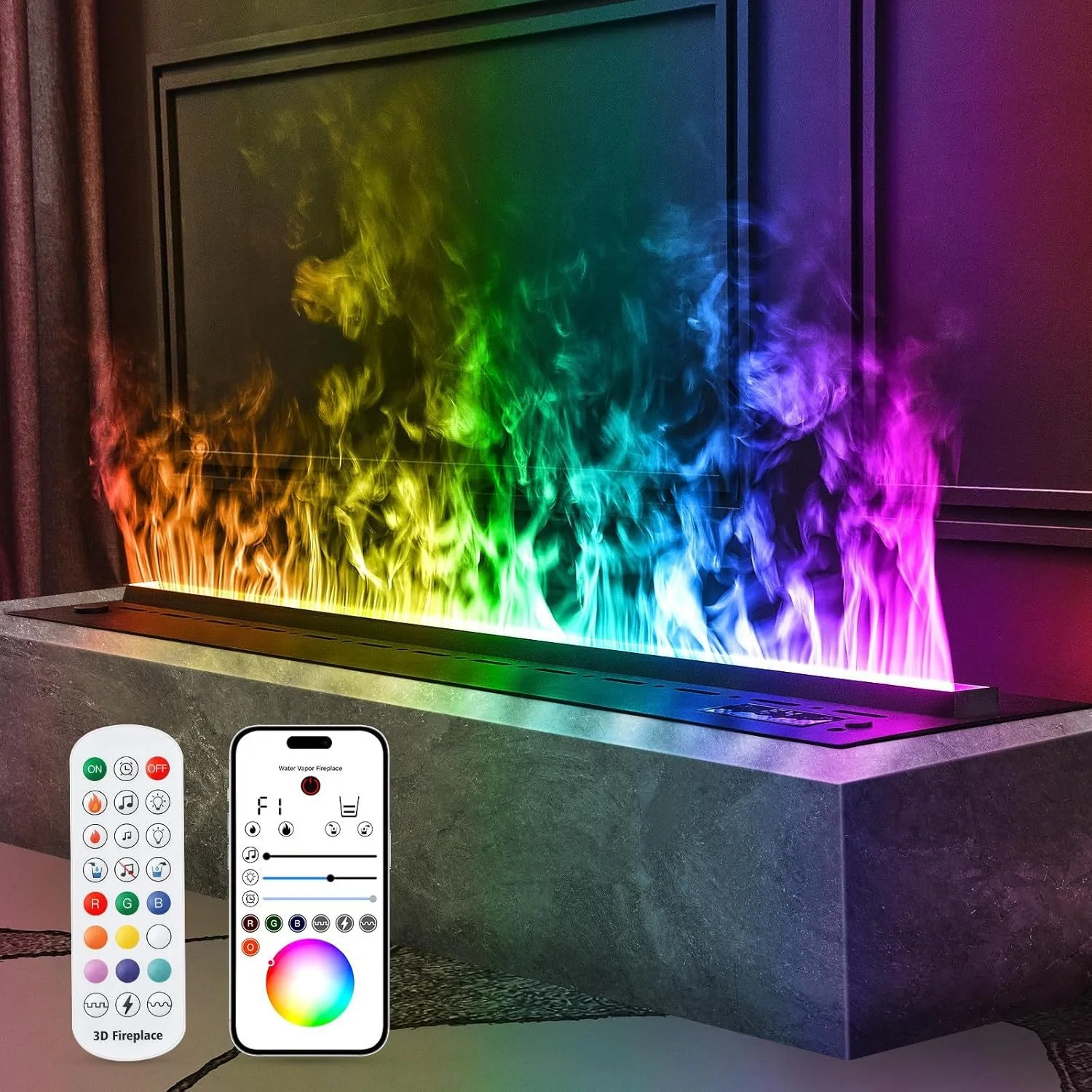 Manufacturer Supply Custom Size 3d Atomization Electric Water vapor Fire Steam Fireplace Smart Fireplace