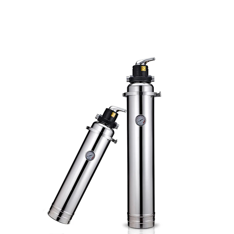 4000L commercial washable pvdf filter under sink 304 stainless steel tap water pressure gauge manual uf central water purifier