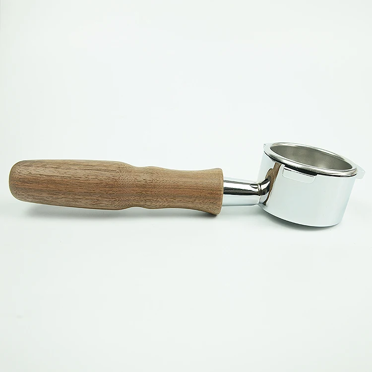 Detachable Stainless Steel Bottomless Filter Holder with Filter Basket & Wooden Handle