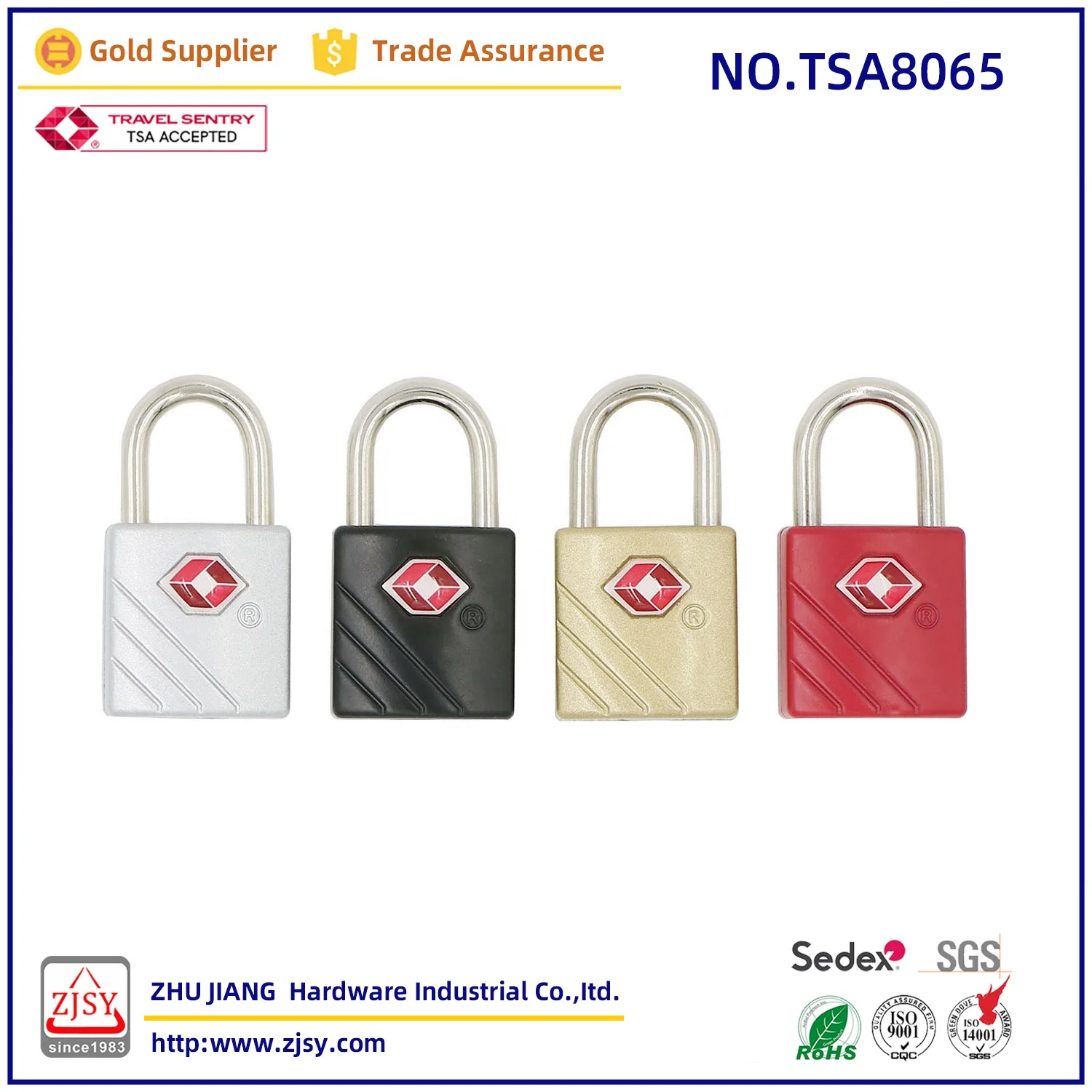 Tsa8065 high quality zinc alloy Mini backpack lock 007 customs TSA key padlock