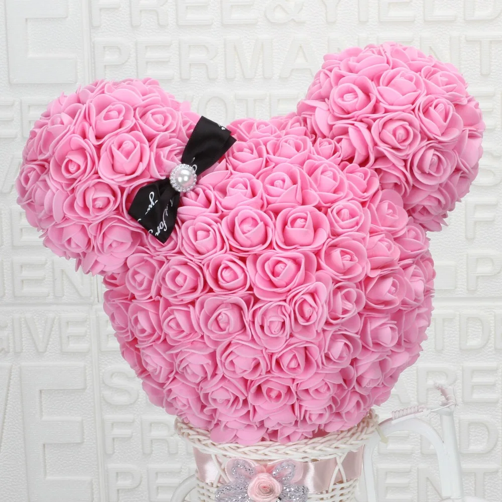 Beautiful Handmade Preserved Rose Teddy Bear for Girlfriend Love Gift