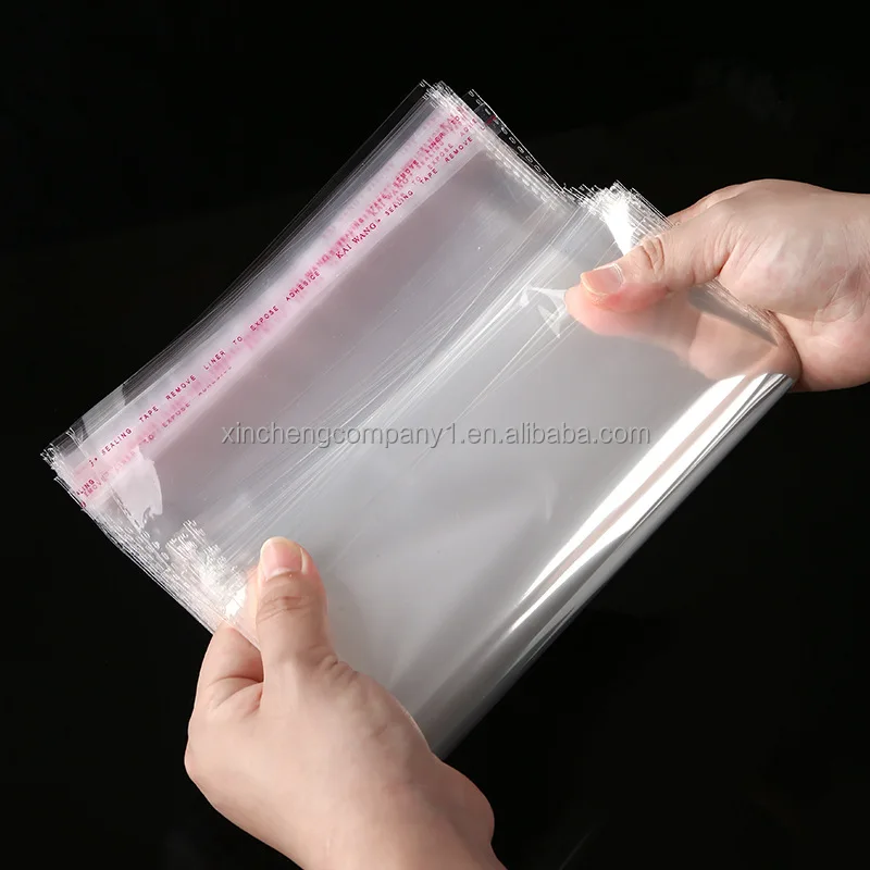 Transparent Cellophane Clear Adhesive Packing Opp Ldpe Plastic Bag For Hair Extensions With Logo