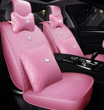 
Luxury PU leather Car Seat Cover Wholesale price universal size pink seat protector for women girls 