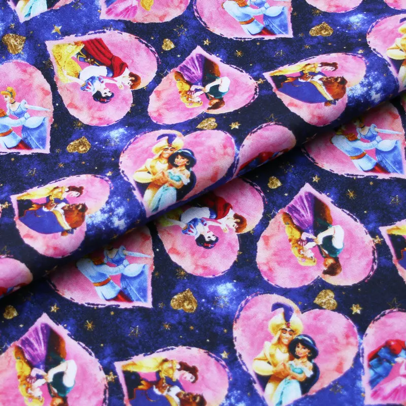 Colorful Princess heart print On Roll Bedding Use Textiles 100% Cotton Fabric
