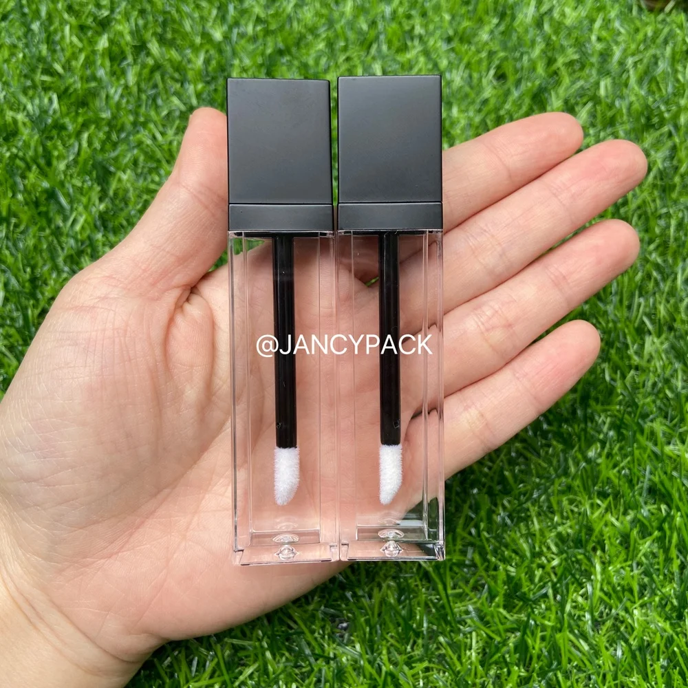 7ml unique white gold luxury Square Empty Lip Gloss Wand Tube lip tint Container Wholesale Custom liquid lipstick Bottle