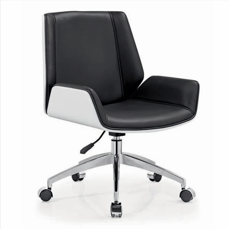 China Factory Mid Back Wood Grain Chair Back Shell PU Leather Office Chair Hot sale Swivel Visitor Chair