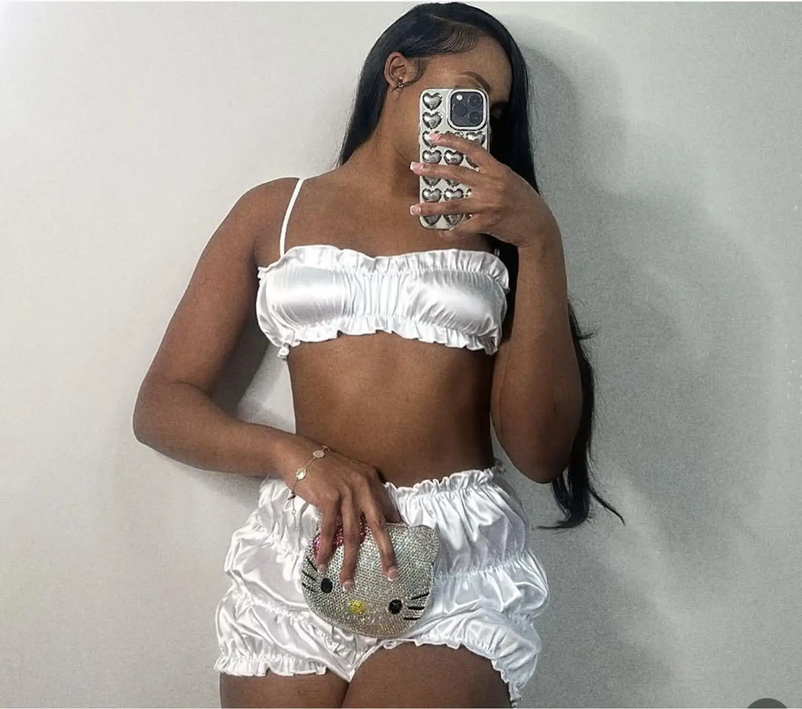 2024 Summer new fashionable and sexy suspender strapless pleated shorts set two piece women clothing set