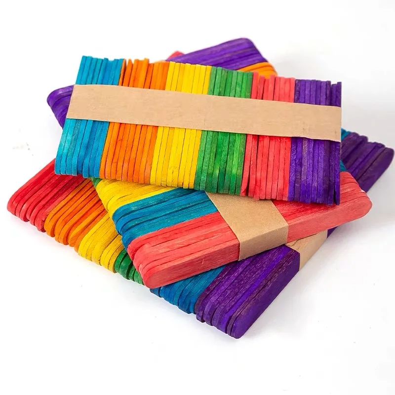 Colored natural color wooden popsicle stick color ice cream stick