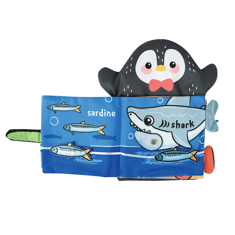 Wholesale 3D child hand puppets set cloth books animal finger puppet for kids