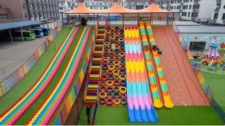 High quality  popular New Project Outdoor plastic rainbow snow dry slide for amusement resorts