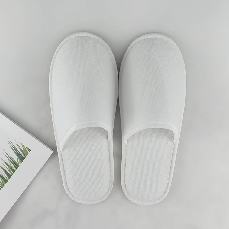 High Quality Custom Hotel Disposable Slippers EVA Sole White Slippers For Hotel Spa