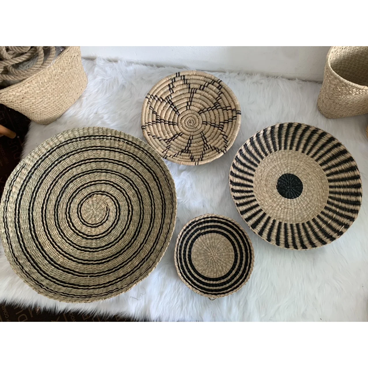  Новый продукт настенная корзина из морских водорослей и пластмассы/настенная тарелка спиральная домашний декор ручной работы