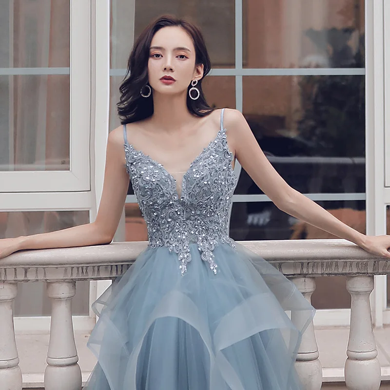 New Arrivals Sexy Deep V-neck Colorful Sequin Evening Dresses Floor Length Ball Gown Marriage Wedding Dress Women Party Dress