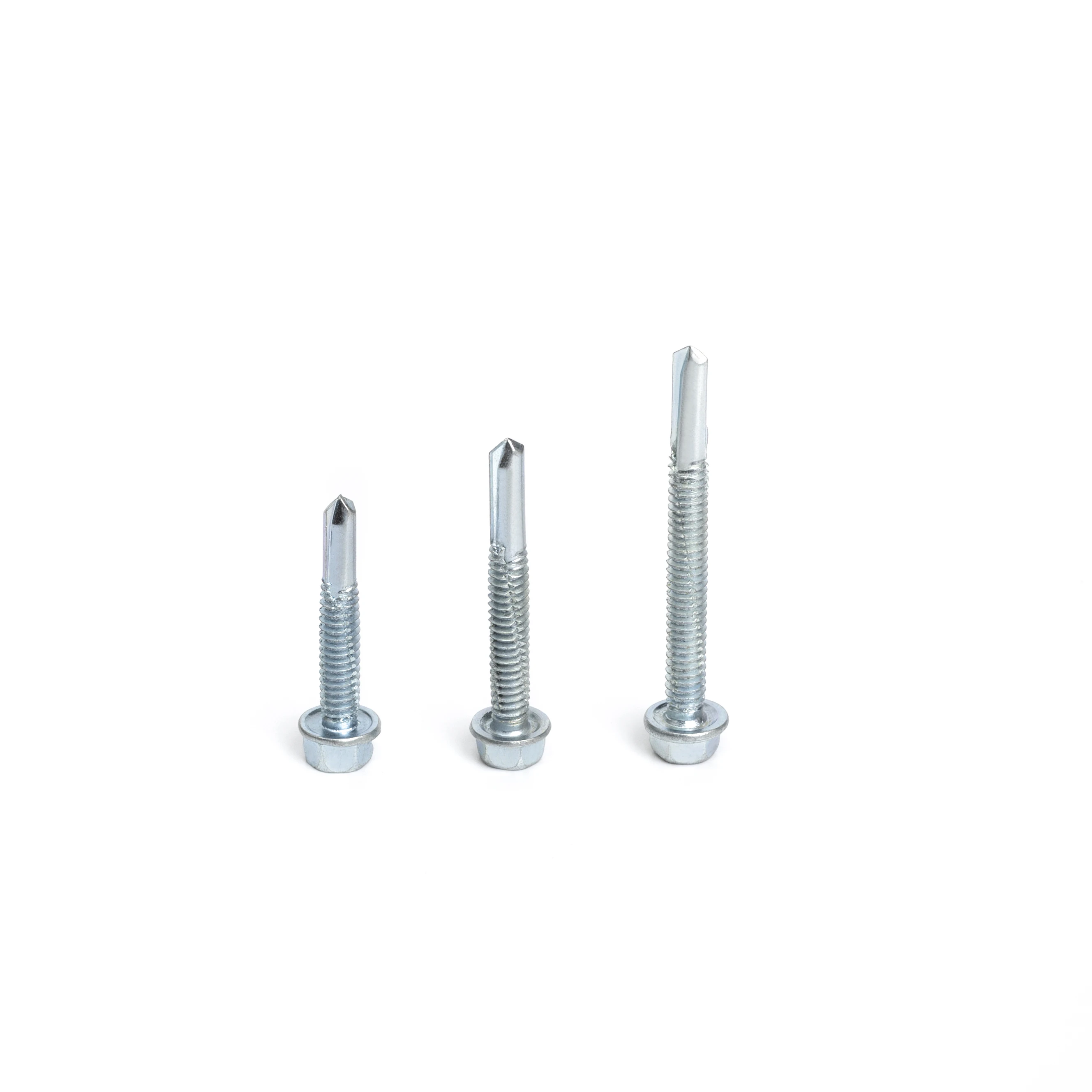 China Manufacturer Galvanized DIN7504K Hex Washer Head Self Drilling Screw With Long Drill Fasteners Metal Screws