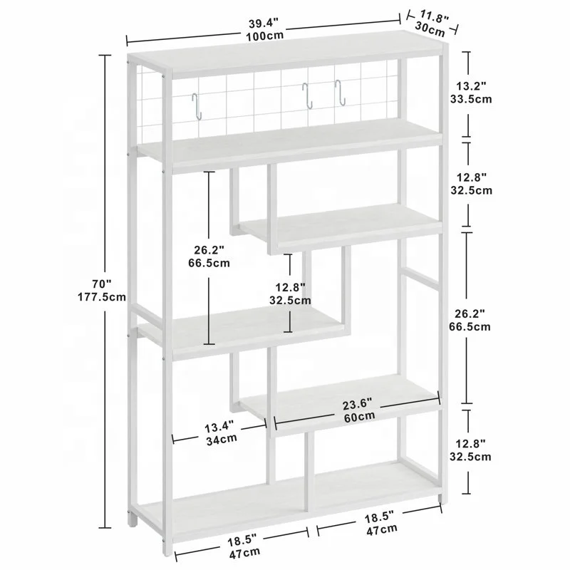 Modern Style Living Room Display Rack Stand 5 Tier Bookcase Shelf Storage Organizer Library Bookshelf