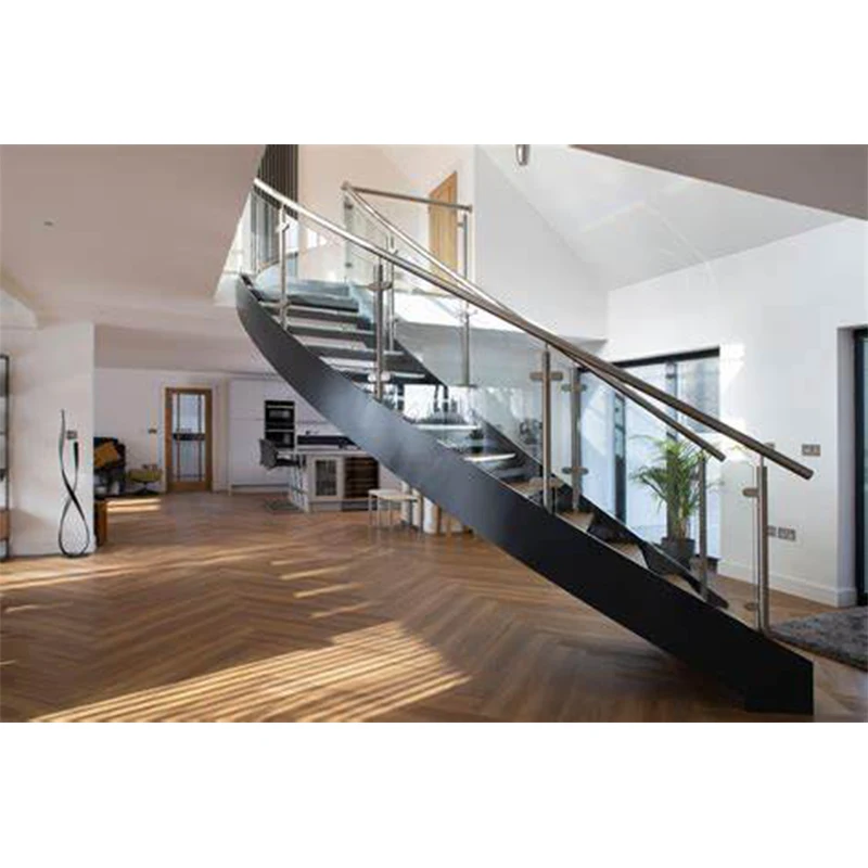 Top Quality Curved Timber Stairs Spiral Staircase  Curved Staircase For House And Villa