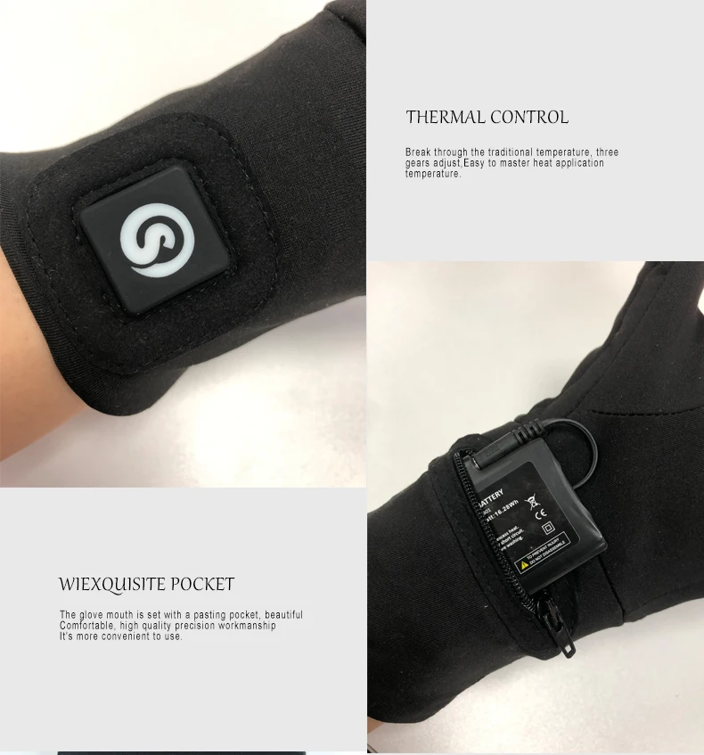 Winter USB Hand Warmer Electric Thermal Waterproof Heated Ski Gloves