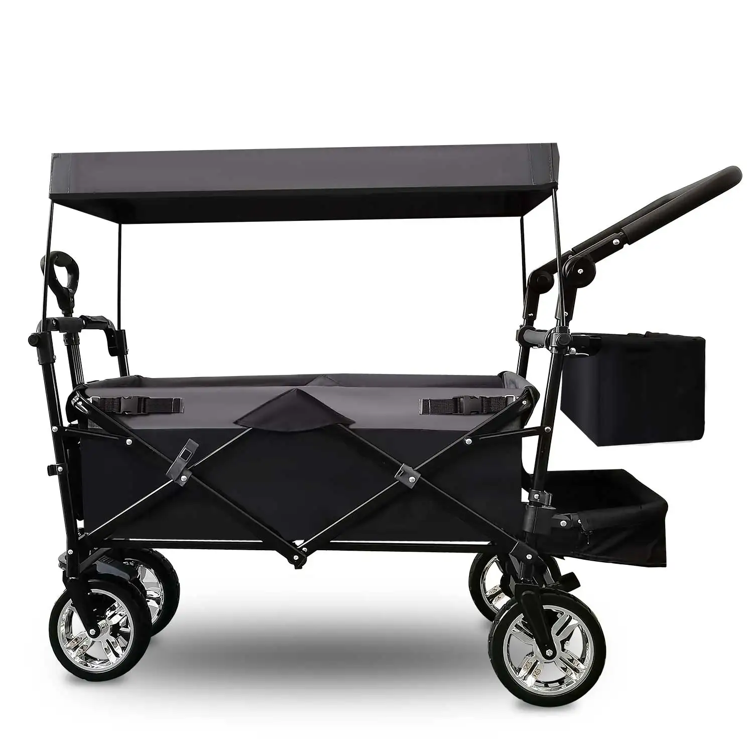 steel frame 600D fabric camping wagon foldable garden hand cart with canopy folding bollerwagen