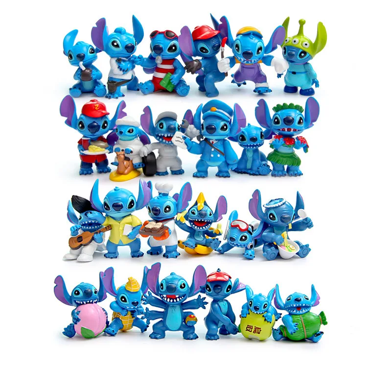 8Pcs/Set 5-6.5cm/2-2.6Inch Lilo Stitch Anime Characters Decorations Action Figures Cake Toppers PVC Mini Figurines Toys