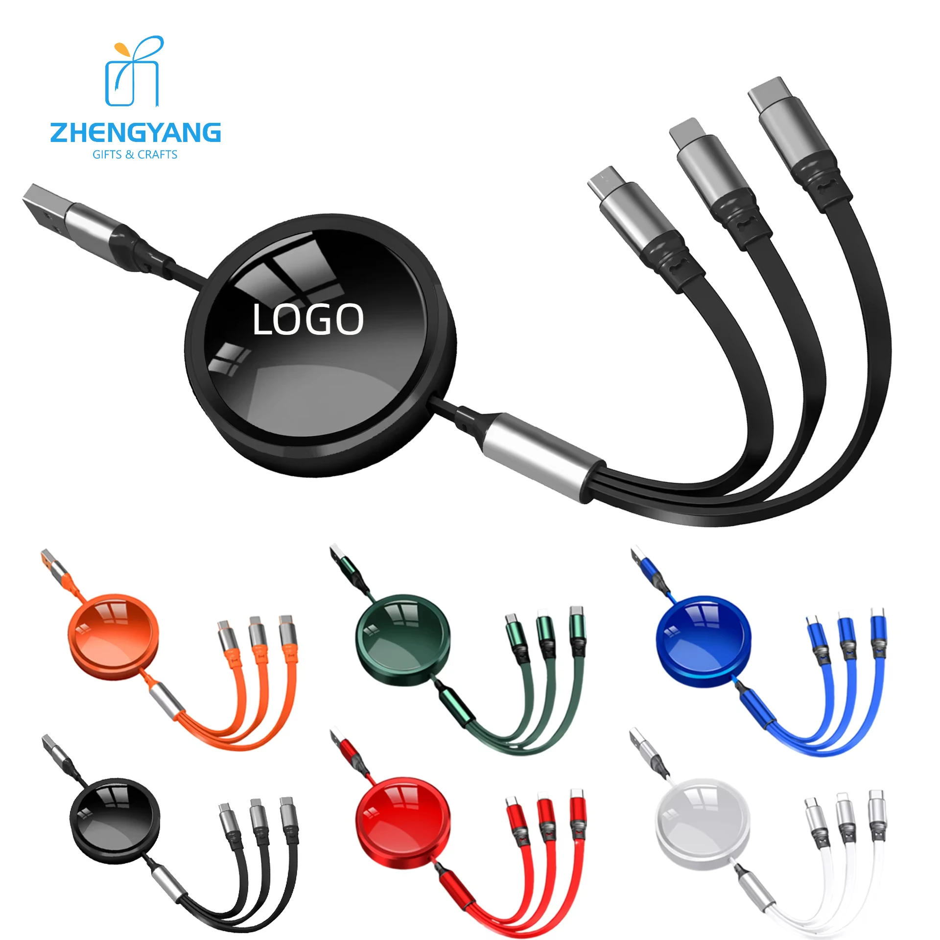 Custom Logo Promotional Gift 3 in 1 Mobile Phone Power Cable USB Data Cable Type C Phone Fast Charging USB Type C Data Cable