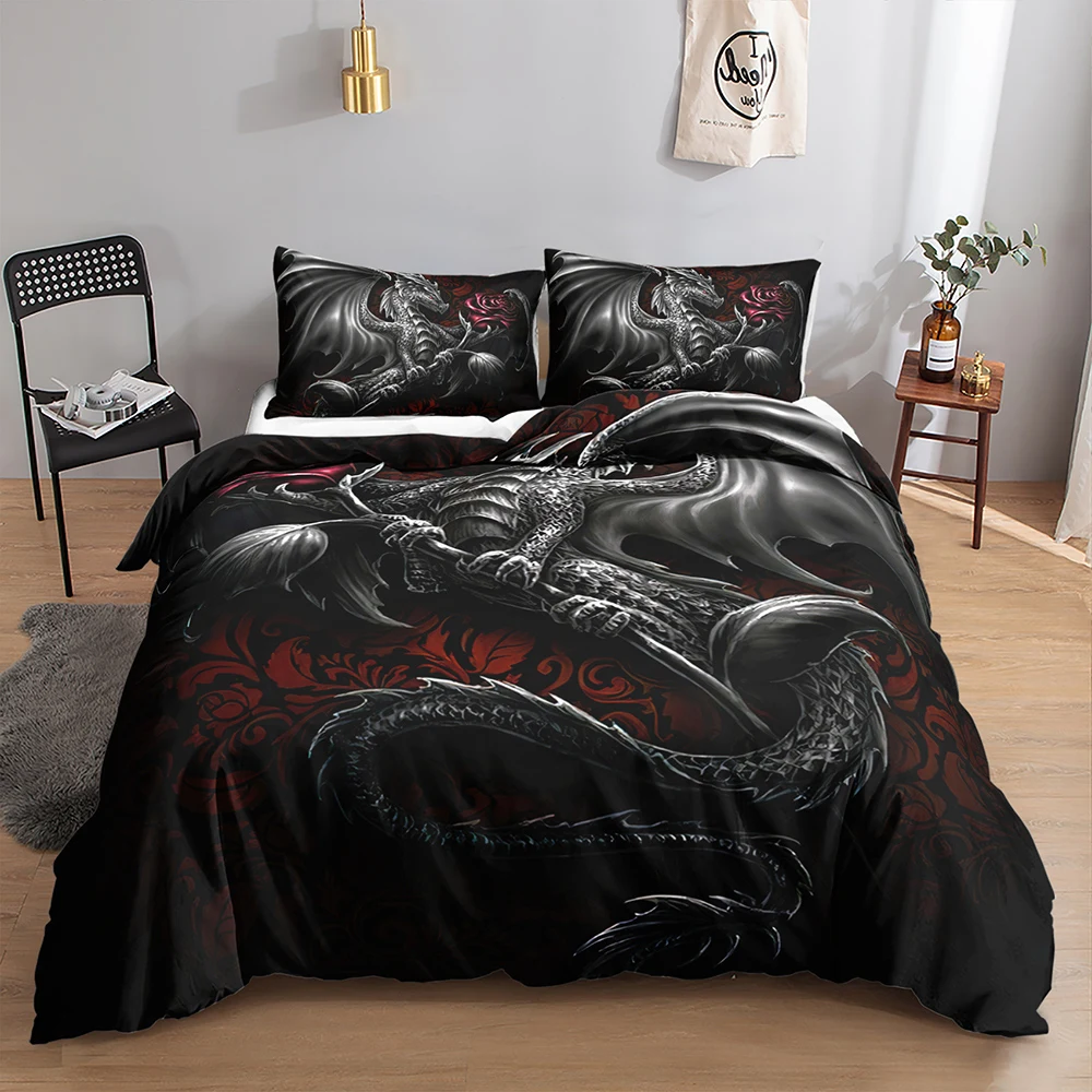 Wholesale high quality 3d dragon bedding set pieces custom duvet cover