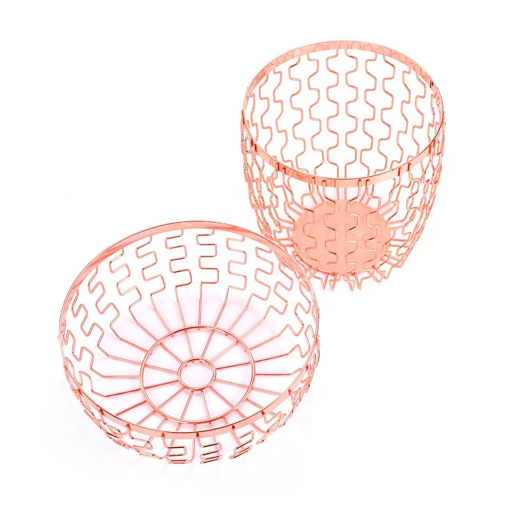 Fashion Creative Iron Mesh Woven Fruit Basket Fruit Bowl Office Home Holder Stand Serving Metal Banana Rose Iron Fruit Basket