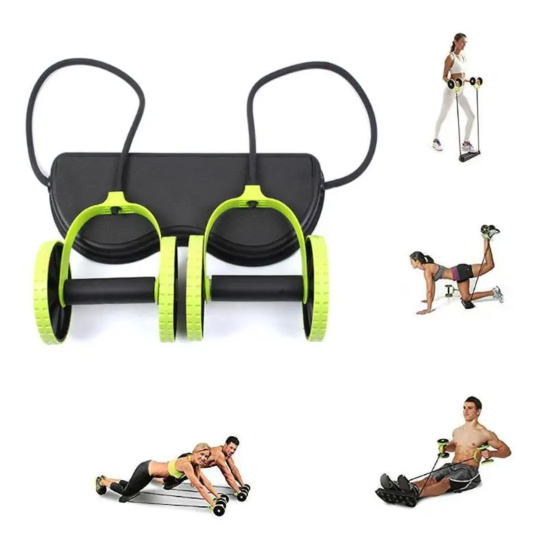 Ab Ripper X Full Body Workout Pull Rope 4 Wheel Ab Wheel Roller With Resistance Band