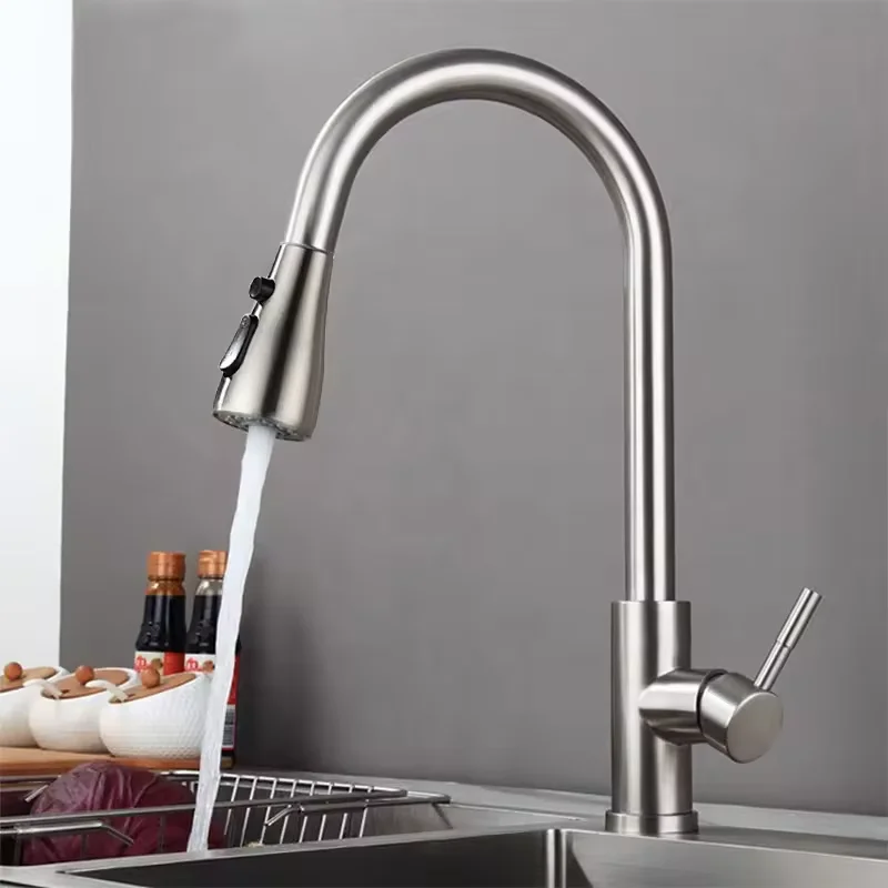 Factory Modern Sensor Touch Pull-out Kitchen Faucet 304 Stainless Steel Brushed Gold Hot Cold Mixed Tap Ceramic Valve