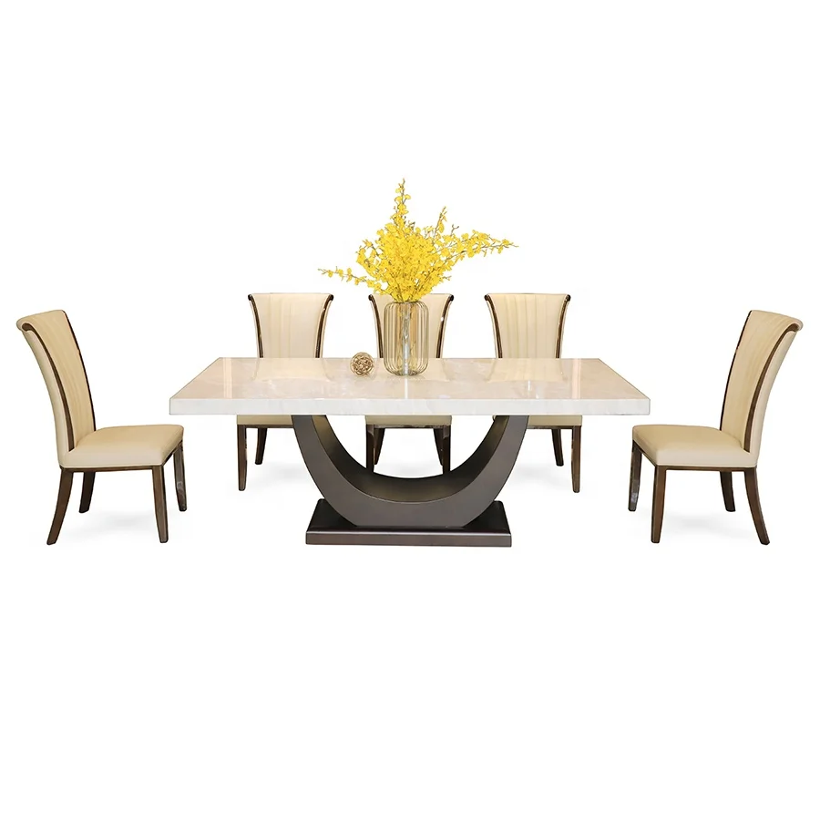 Modern marble top dinning room furniture and chair set dining tables