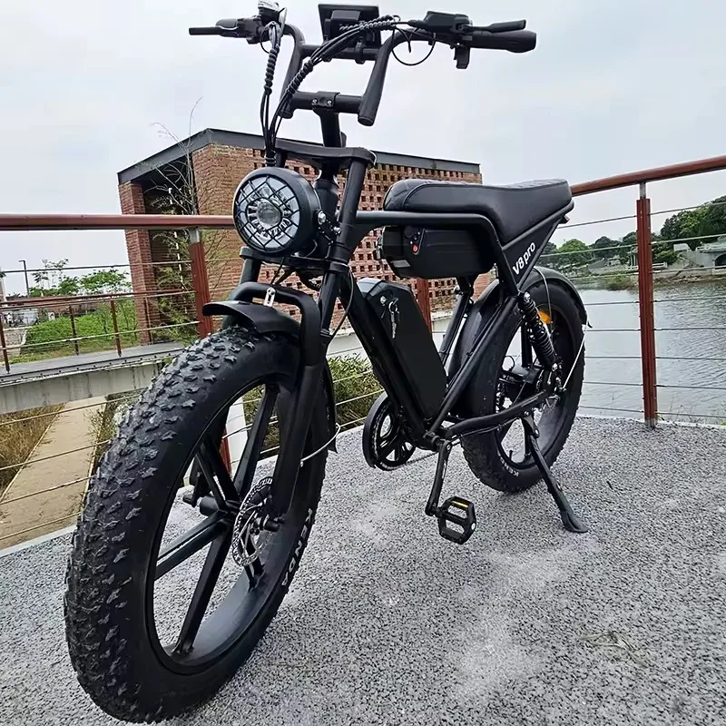 2024 New Design 750W Electric Mountain Bicycle V8 Pro Plus 20*4 inch 48V Electric Fat Tire Mountain Bike for Adults