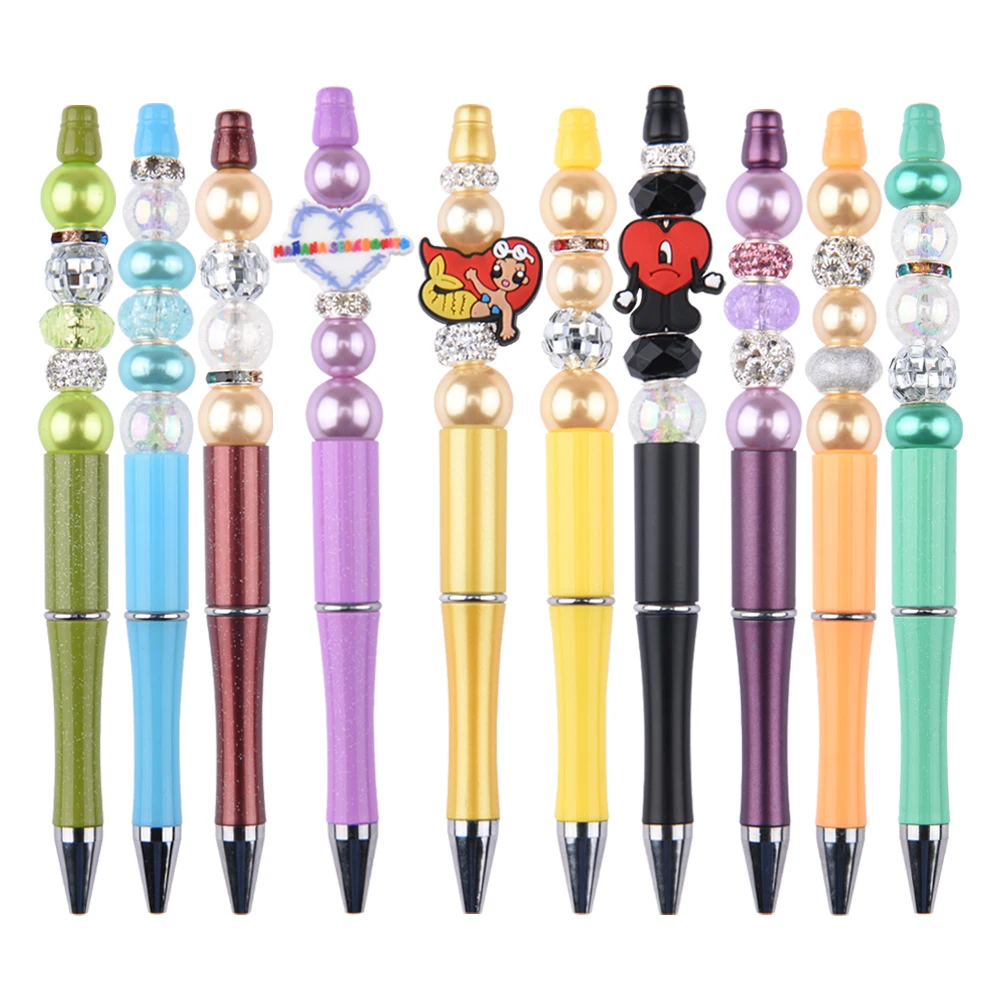pen for beads green/bubble gum pen beads/snow globe beaded pen