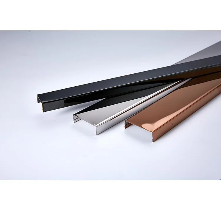Wall metal tile divid strip u channel wall stainless steel tile trim