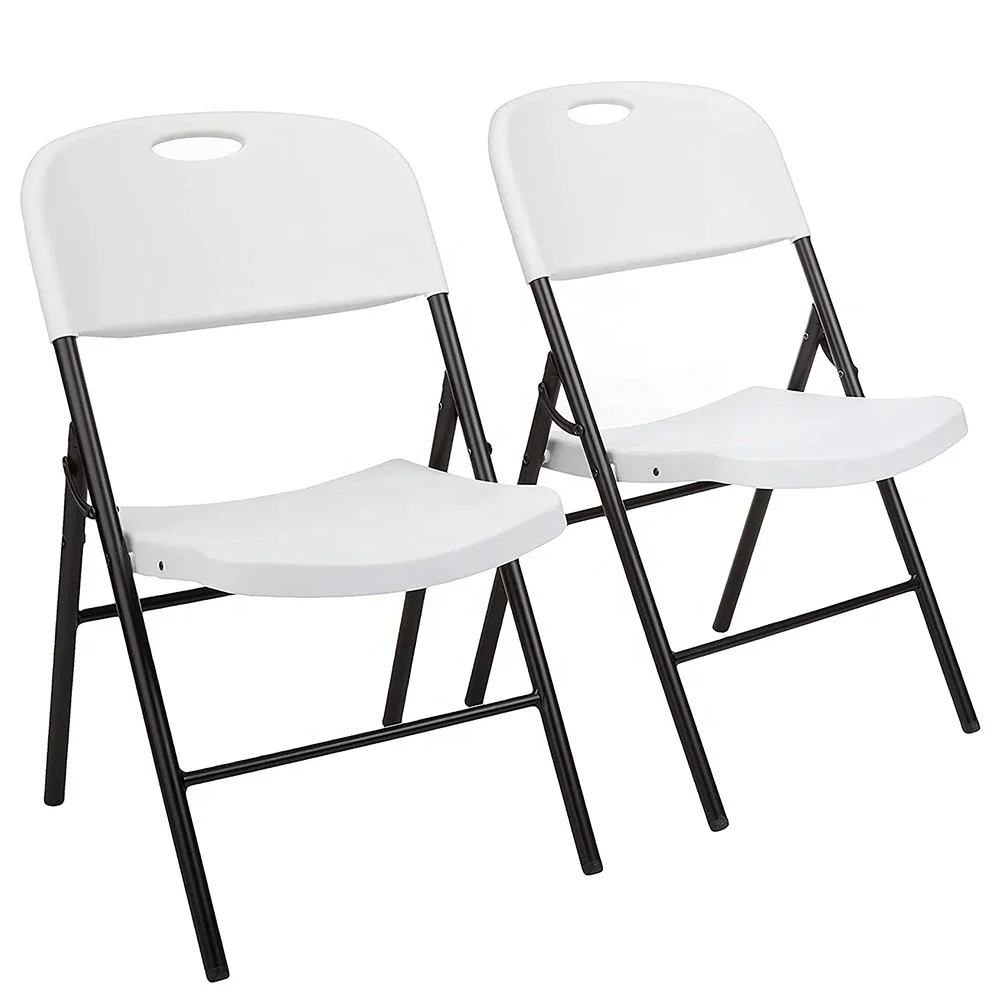 Outdoor Furniture Pack of 6 molded plastic and metal folding chairs white Folding Plastic Chair